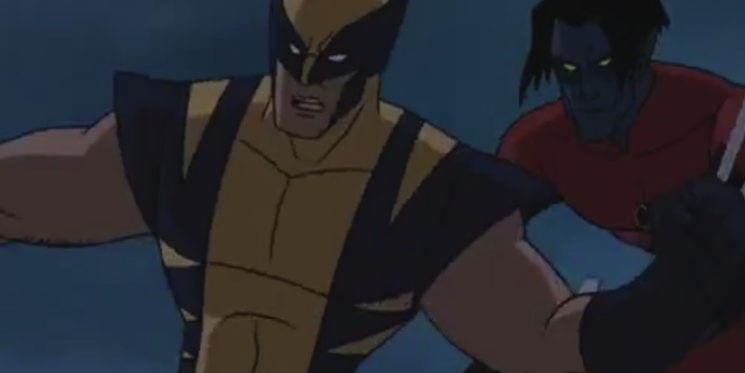 Wolverine e Noturno lutando contra Sentinelas